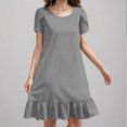 thumbnail image 5 of Liquidation d'Été 2025! Robe pour Femme Grande Taille, Liquidation de Robes d'Été pour Femmes, Robe d'Été pour Femme en Coton et Lin à Manches, Ourlet Volanté, Jupe Longue, 5 of 5