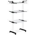 thumbnail image 1 of HOMCOM Foldable Clothes Drying Rack with 2 Side Wings and 4 Castors Black, 1 of 10