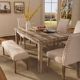 thumbnail image 3 of Morden Fort Farmhouse Dining Table Set for 6, Rustic Wooden Kitchen Table with Upholstered Bench&4 Chairs, Country Style Dining Set for Family Gatherings, 3 of 4