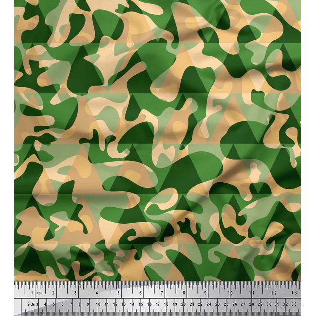 Soimoi Cotton Poplin Fabric Two Tone Camouflage Print Sewing Fabric Yard 42 Inch Wide