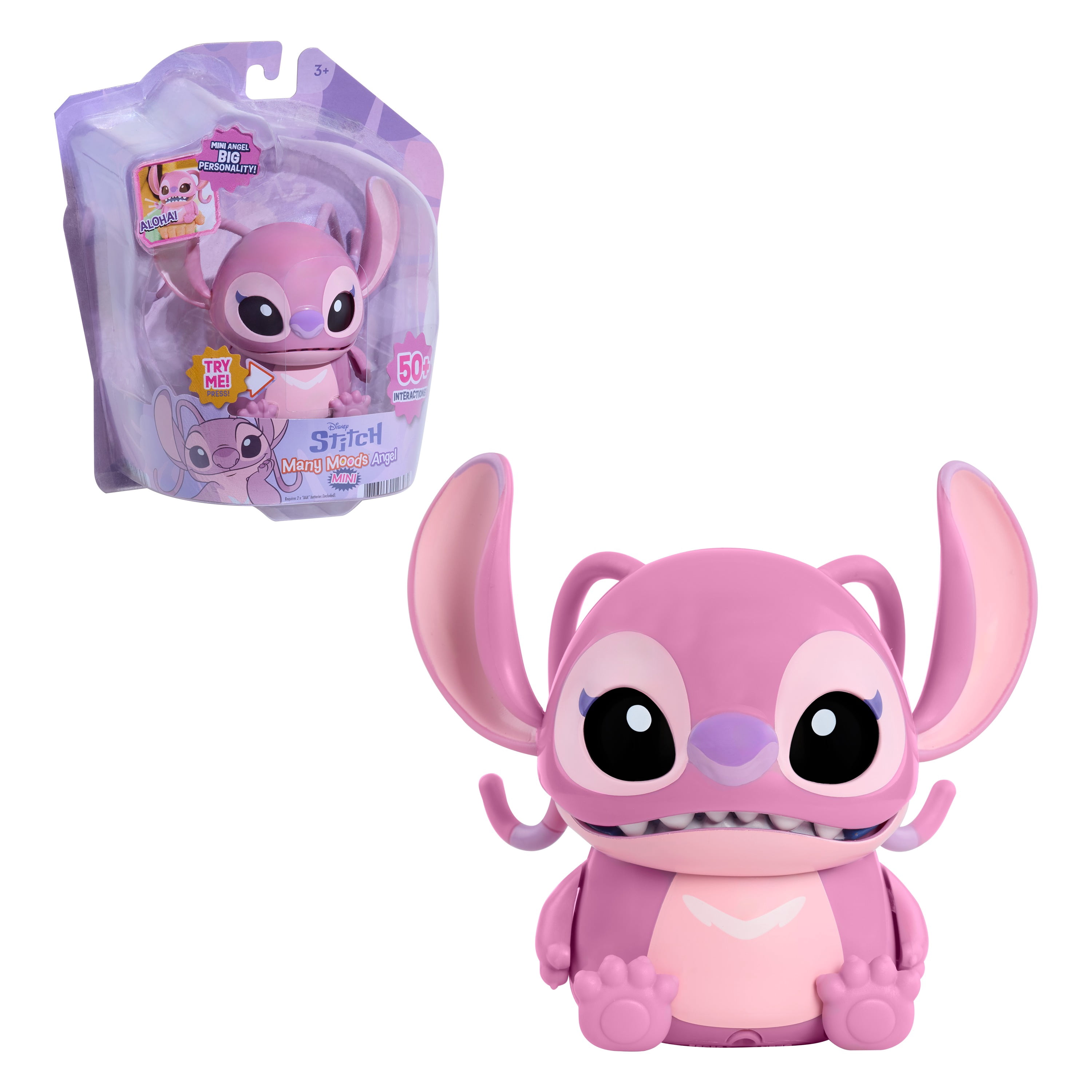 Disney Stitch Many Moods Mini Angel Interactive Toy, 50+ Sounds & Reactions, Ages 3+