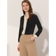 thumbnail image 2 of INSPIRE CHIC Women's Split Neck Pleated Front Contrast Color Blouse Tops Black L, 2 of 5