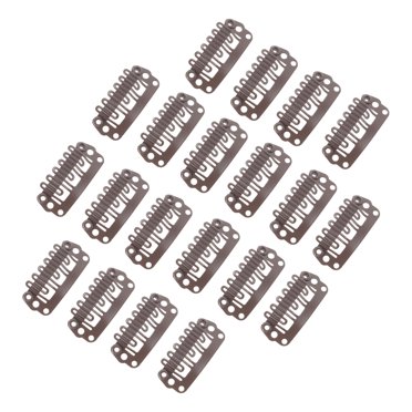 Unique Bargains 20 Pcs U Shape Snap Wig Hair Clips for Hair Extension Brown  0.91"x0.67"(L*W)