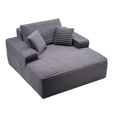 VEVOR Chaise Lounge Chair, 48 in Boneless Chaise Lounge Indoor, Modern Upholstered Oversized Reading Chair with Throw Pillows & Armrests, Sofa Couch Deep Seat Sleeper for Living Room, Bedroom, Balcony