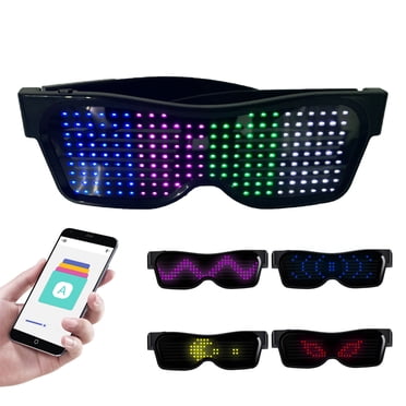 Yeacher LED Glasses Customizable BT LED Glasses Colorful Light Glow Glasses DIY Messages 31 Animations 11 Pictures Music Mode Glow Toys for Party Rave Music Festival