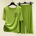 thumbnail image 2 of Yuyuzo Ensembles de Pyjama 2 Pcs pour Femmes T-Shirts à Manches Courtes à Col Ras du Cou Pantalons Amples Confortables Ensembles de Pyjamas à Volants Vêtements de Nuit, 2 of 3