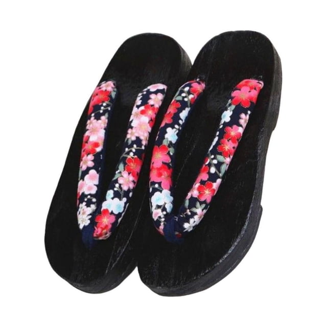 fastboy Sabots Japonais Pantoufles Geta Sandales Tongs pour Hommes Femmes à la Mode et Noir Rond Taille 39 1 Ensemble