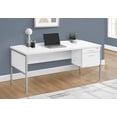 thumbnail image 3 of Monarch Specialties Computer Desk, 72"l, Home Office, Work, Laptop, Commercial Grade, File Storage Drawer, White Laminate, Silver Metal, Contemporary, Modern, 3 of 4