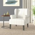 thumbnail image 2 of HomePop Emerson Wood & Fabric Stripe Pattern Accent Chair w/ Rolled Arm in Gray, 2 of 10