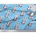thumbnail image 3 of Soimoi Blue polyester Crepe Fabric Dots & Raccoon Animal Printed Fabric 1 Yard 42 Inch Wide, 3 of 3