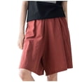 thumbnail image 2 of Meichang Women's Plus Size Cotton Linen Bermuda Shorts, Solid, Elastic Waist, with Pockets, 2 of 8
