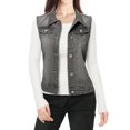 thumbnail image 1 of INSPIRE CHIC Women's Washed Chest Flap Pockets Single Breasted Denim Vest, 1 of 3