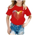 thumbnail image 1 of LUOGENLI T-Shirt pour Filles Enfant Filles Mignon Mode Imprimé Col Rond Manches Courtes Tee Été Décontracté Doux Ample T-Shirt Hauts Maxi Hauts Petite Rouge 10-12 Ans, 1 of 5
