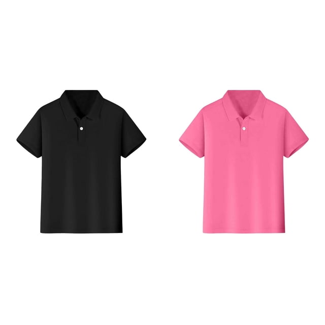 2 Pack(Black 1PCS & Red 1PCS) Multipack Long Sleeve Boys Short Boy Tops Sleeve Shirt Button Closure Comfortable & Soft Fabric