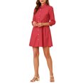 thumbnail image 2 of INSPIRE CHIC Robe-Chemise pour Femme Manches 3/4 Boutonnée Mini Robes L Rouge, 2 of 8