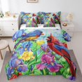 thumbnail image 1 of 7 Piece Cardinal Bird Comforter Set Hummingbird Floral Bedding Set Full Rustic Iris Flowers Bed In A Bag Country Farmhouse Bedding Set With Comforter, Sheets, Pillowcase & Covers, 1 of 5