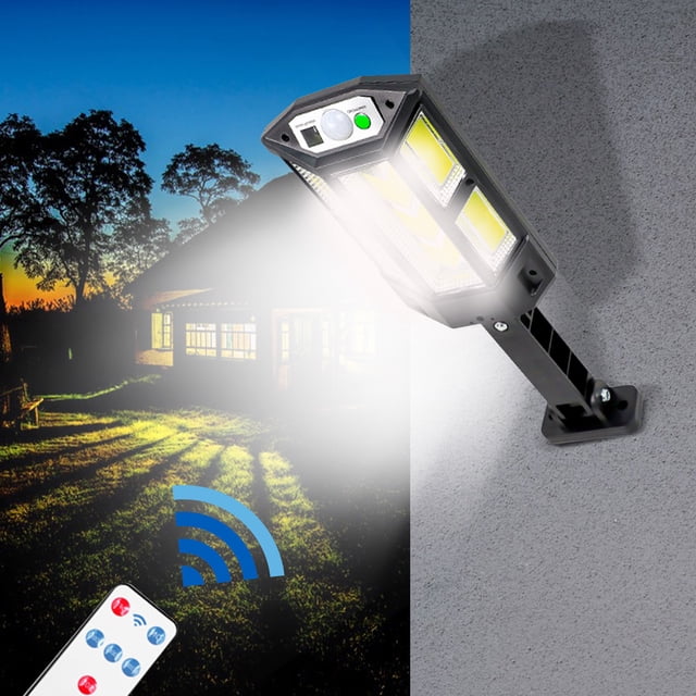 Rvkxad Solar Motion Sensor Wall Light, 59 COB LED 3-Mode Security Light with Remote, Outdoor Flood Light, Yard Garden Lighting
