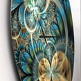 thumbnail image 2 of Designart 'Symmetrical Blue Gold Fractal Flower ' Modern wall clock, 2 of 4