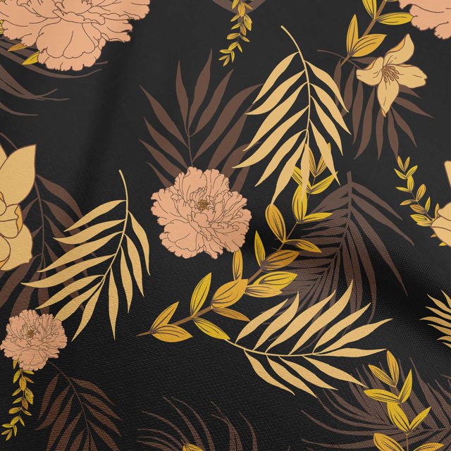 oneOone Polyester Lycra Brown Fabric Florals Dress Material Fabric Print Fabric By The Yard 56 Inch Wide