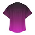 thumbnail image 5 of RXIRUCGD Fashion Women's Short Sleeved Solid Color Spring/summer Button Up Shirt Top, Purple, Size: S, 5 of 5