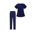 thumbnail image 2 of Yinanstore Women's Short Sleeve Scrub Set, Dark Blue, L, 2 of 8