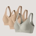 thumbnail image 2 of Amzcrzy 3PC Womens Bras Comfortable Supportive Lift Push up Bra Trendy Solid Color Ribbed Seamless T Shirt Bra 3XL, 2 of 5