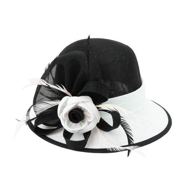 Chic Headwear 1920s Flapper Loop Flax Fabric Hat - Black/White
