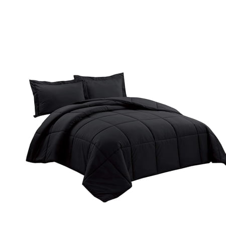 chezmoi collection 2-Piece Down Alternative comforter Set (Twin, Black)