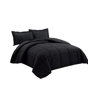 chezmoi collection 2-Piece Down Alternative comforter Set (Twin, Black)