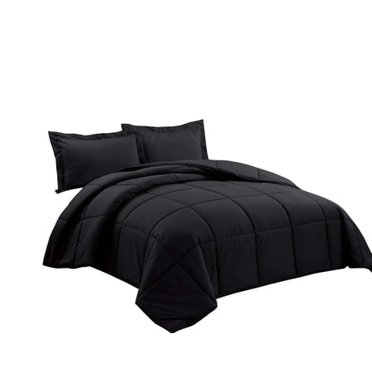 chezmoi collection Ensemble de Couette Synthétique 2 Pcs (Simple, Noir)