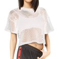 thumbnail image 1 of Haut Court en Résille Transparent pour Femmes, T-Shirt Court pour Femmes, T-Shirt Moyen pour Femmes, T-Shirt d'Entraînement pour Femmes, T-Shirt d'Entraînement pour Femmes, Hauts à Manches Longues pour Femmes en Polyester à Rayures, T-Shirt pour Femmes Court pour Femmes, 1 of 4