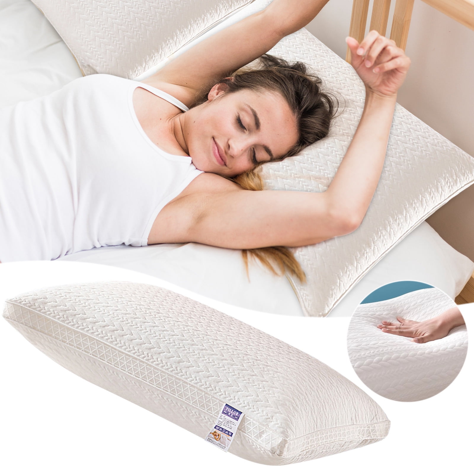 Amzcrzy Bedding, Pillow and Case, Blanket, Knitted Pillow Core Does Not Collapse Or Deform-household Pillow- Person Cervical Pillow-sleep Aid Fiber Hotel Pillow pillows pillows