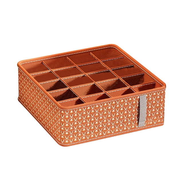 Kcavykas Clearance Sales Home Storage Organiser Underwear Sock Storage Box with a drawer-type multifunctional design. Features compartments for organizing socks and underwear, made of durable mesh material with a textured orange exterior. Suitable for wardrobe and closet organization, offering space-saving storage solutions.