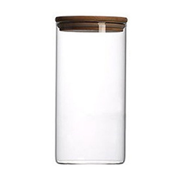 Bouteille de Rangement de Cuisine en Verre Transparent Cylindre Haut avec Couvercle