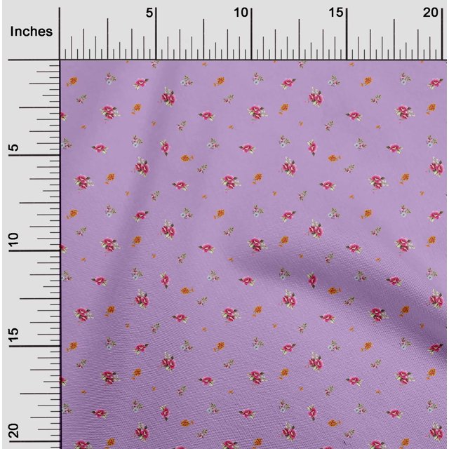 oneOone Coton Bio Voile Feuilles & Fleurs Décor Tissu Imprimé BTY 42 Pouces de Large