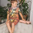 thumbnail image 4 of Lsque Not All Who Wander Are Lost Pattern Girls' Sleeve Top and Shorts Snug Fit Cotton 2 Piece Lightweight Pajama Sets-Small, 4 of 6