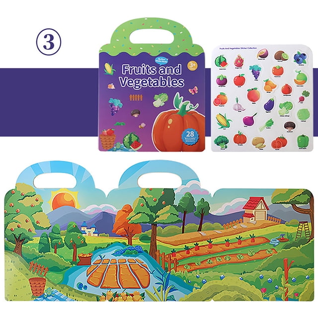Meitianfacai Reusable Sticker Book Children's Stickers Activity Books Children's Guide Stickers Kids Learning Educational Toy Sticker