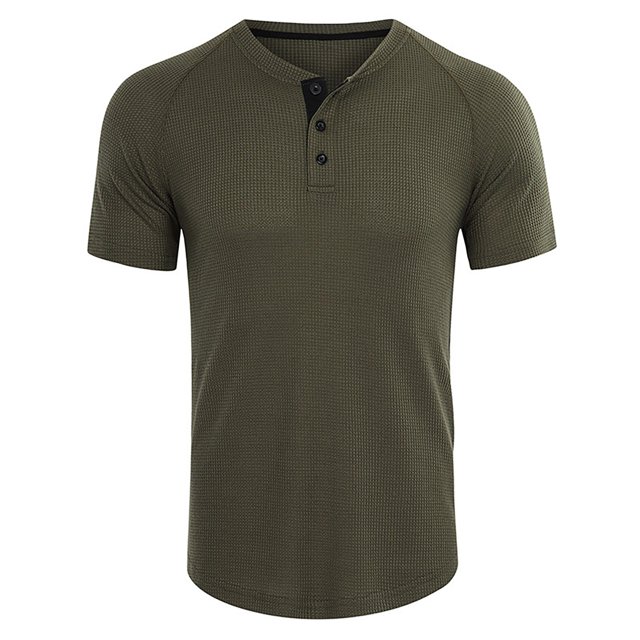 EGNMCR Men's Plus Size Shirts Solid Color Short Sleeve T-Shirts Button-Up Shirts