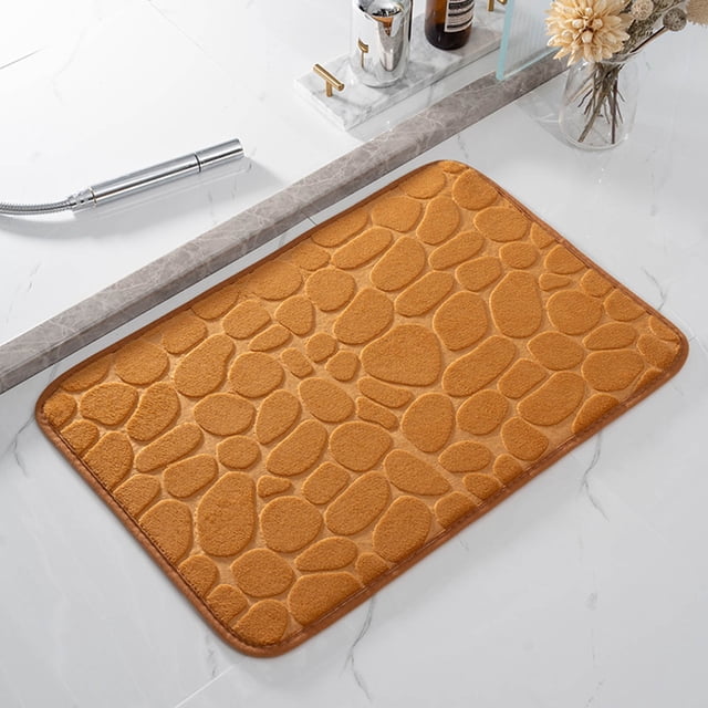Iumwxz area rug 1pc Foam Bath Rug Embossed Bathroom Mat Water Absorbent And Washable Bath Rugs Non-Slip Thick Soft And Comfortable Carpet For Show mat carpet rugs for living room Khaki polyester