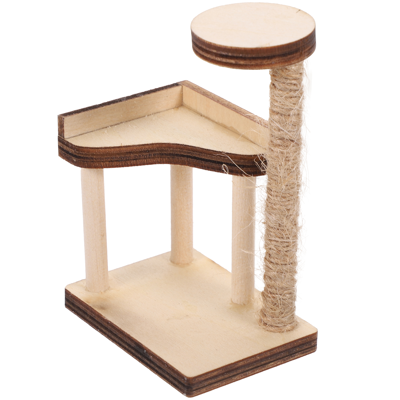 1Pcs Miniature Wood Cat Tree for DIY Creation in As Shown Color