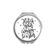 thumbnail image 1 of Hitch Your Wagon to A Star Quote Hand Compact Mirror Round Portable Pocket Glass, 1 of 3