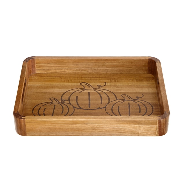 Way to Celebrate Harvest Collection Wood Tray Rectangle