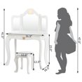 thumbnail image 2 of Gymax Makeup Dressing Table Chair Set Princess Vanity & Tri-folding Mirror White, 2 of 10
