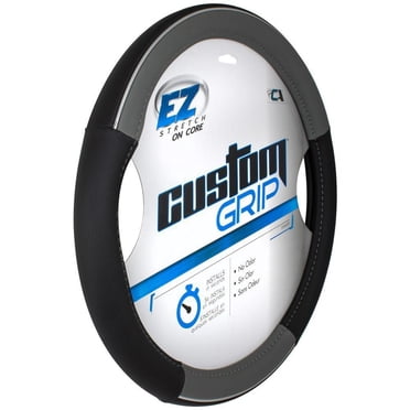 Custom Grip Black and Grey Chrome Accent TPE Core Steering Wheel Cover