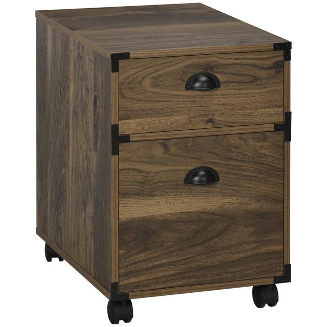 HOMCOM Armoire de Classement 2 Tiroirs pour Lettres et Format A4, Marron