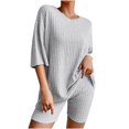 thumbnail image 1 of Mikilon Pyjama Décontracté pour Femmes, Ensemble de Sommeil d'Été, Confortable, Version Ample, Col Rond, Ensemble Deux Pièces, Manches Courtes, Blouse/chemise à Col Rond, Gris, M, 1 of 6