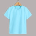thumbnail image 2 of LUOGENLI T-Shirt pour Filles T-Shirt Doux à Manches Courtes à Col Rond T-Shirts T-Shirt Imprimé Multicolore Hauts Maxi avec Shorts en Dessous Bleu Pâle 8-9 Ans, 2 of 4
