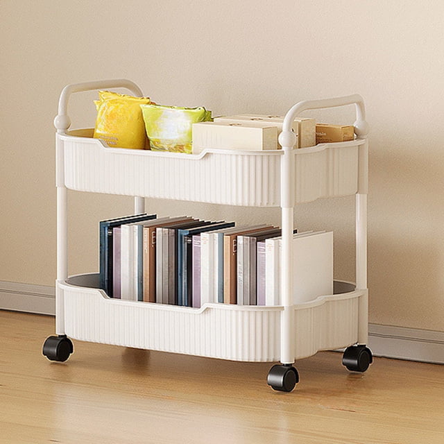 EGNMCR Storage Containers Kitchen Storage Carts 2 Layer With Armrests Storage Rack Bathroom Toilet Toiletries Storage Carts Suitable For Kitchens Bathrooms And Living Rooms Plastics trolley