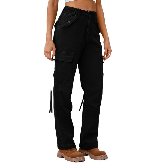 YTDSCS Cargo Pants for Womens Washed Jeans Cargopants Spring Fall Women's Elastic Waist Sweatpants S-2XL