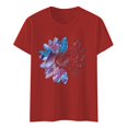 thumbnail image 4 of WEIYLL T-Shirts pour Femmes Imprimé Lettre Manches Courtes Col Rond Rouges Tailles m, 4 of 4